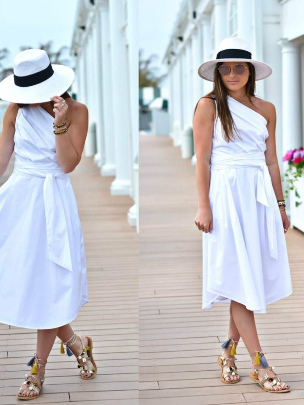 NWT Banana Republic One Shoulder White Lined Poplin Dress 10 - Picture 2 of 11